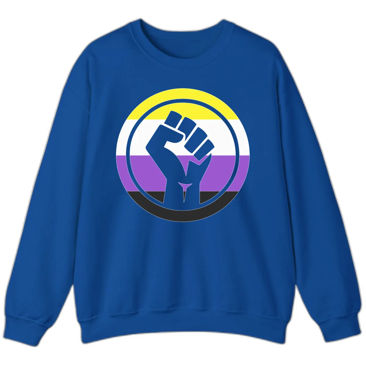 Nonbinary Pride Fist Power Sweatshirt in Royal
