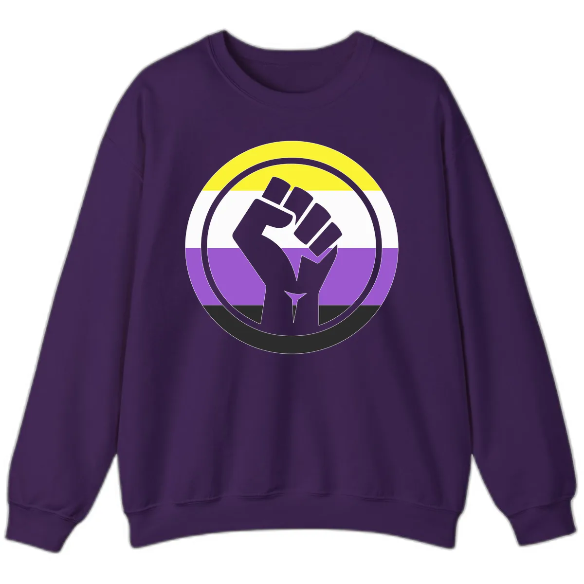 Nonbinary Pride Fist Power Sweatshirt in Purple