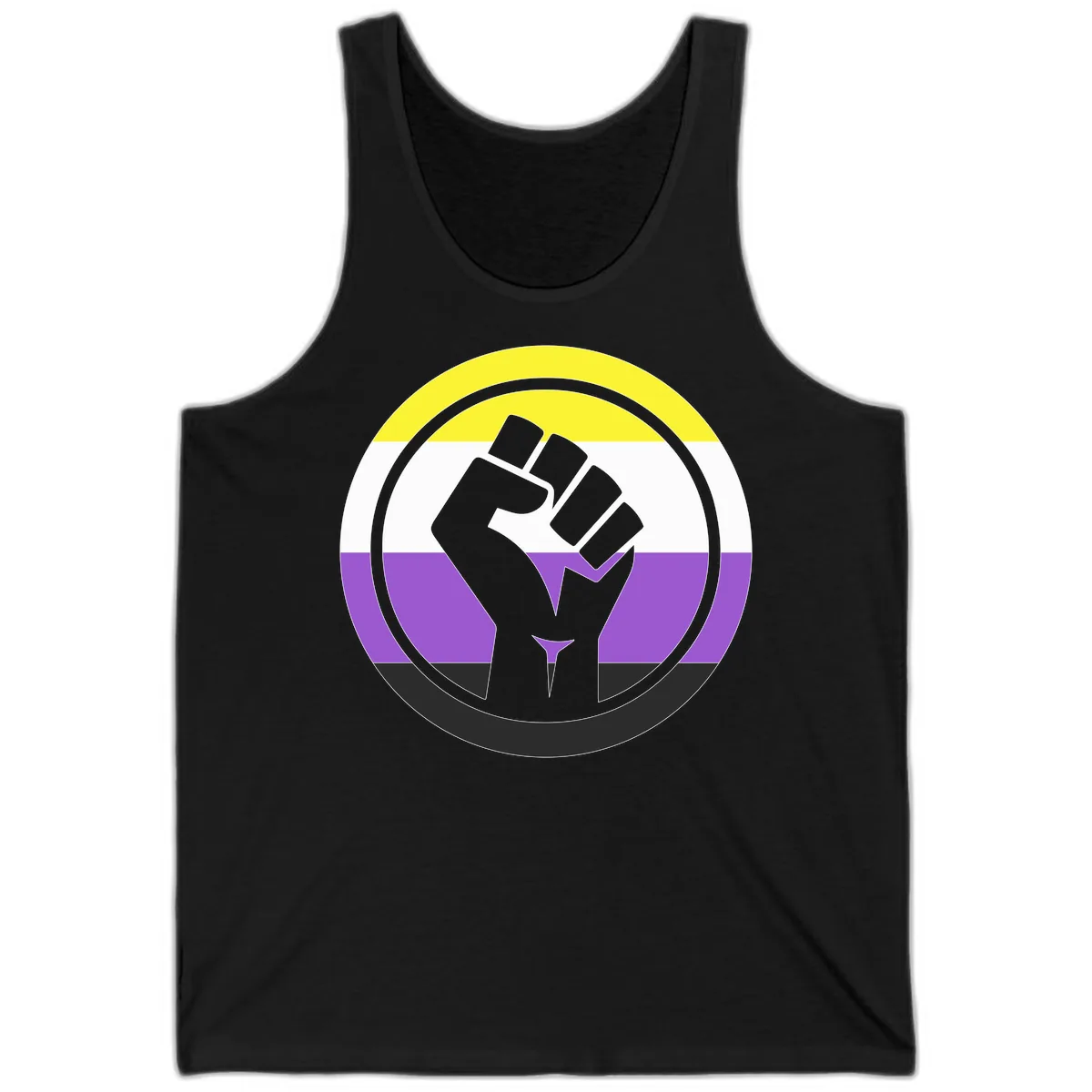 Nonbinary Pride Fist Power Tank in Black