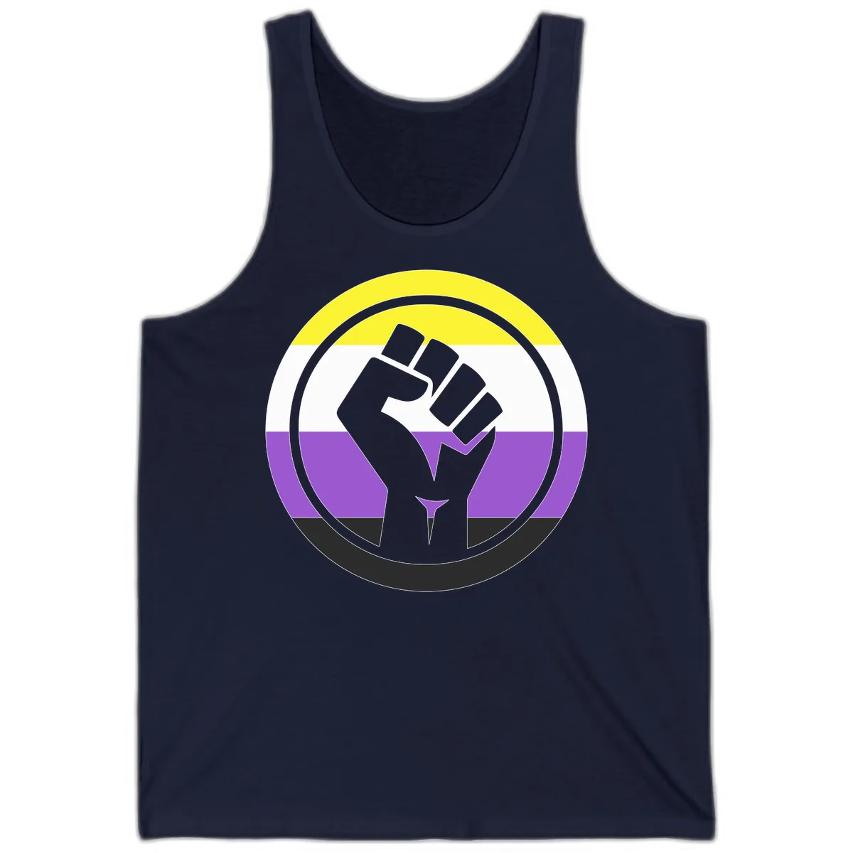 Nonbinary Pride Fist Power Tank in Navy