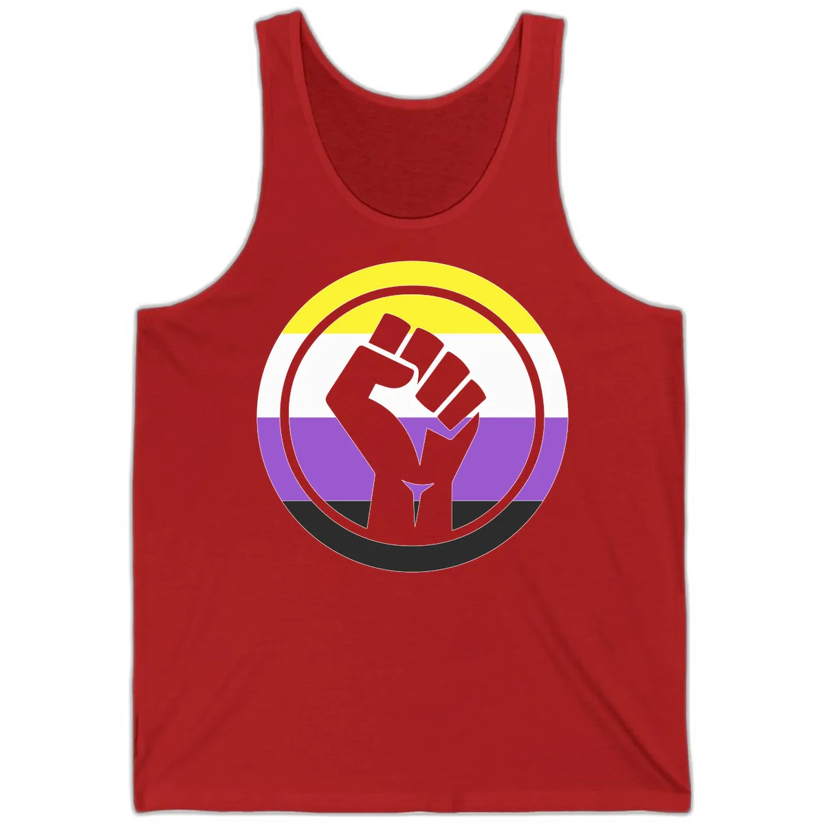 Nonbinary Pride Fist Power Tank in Red