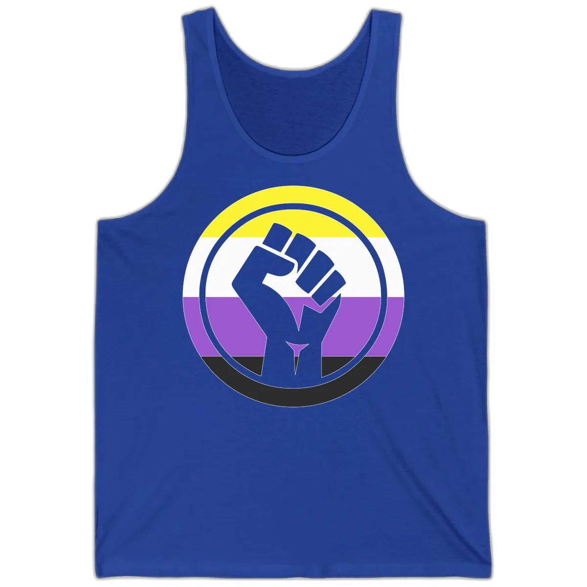 Nonbinary Pride Fist Power Tank in True Royal