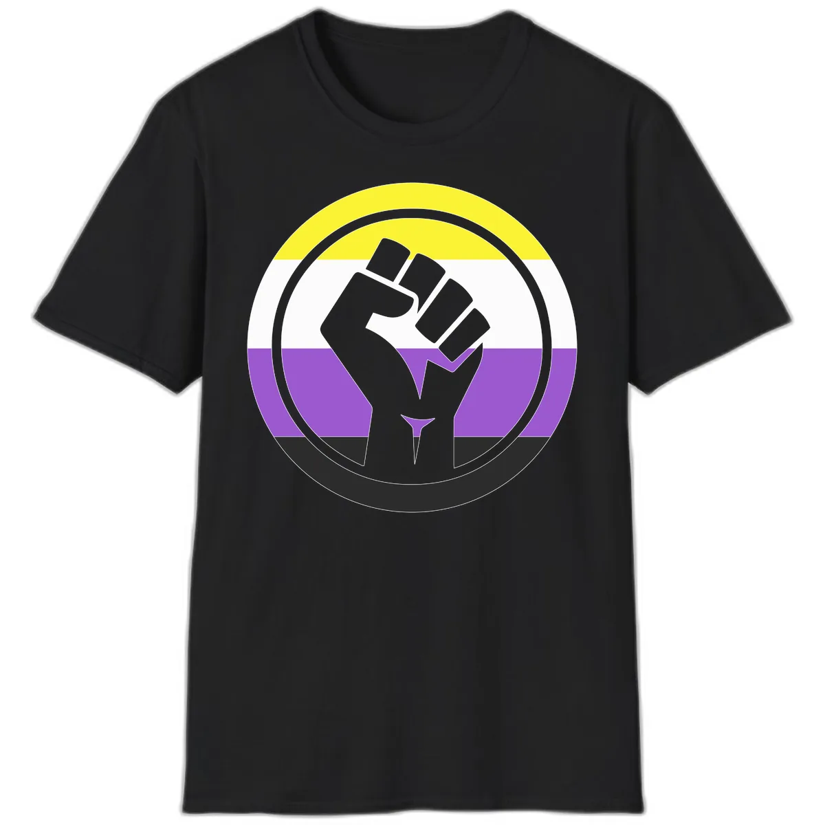 Nonbinary Pride Fist Power T-Shirt in Black