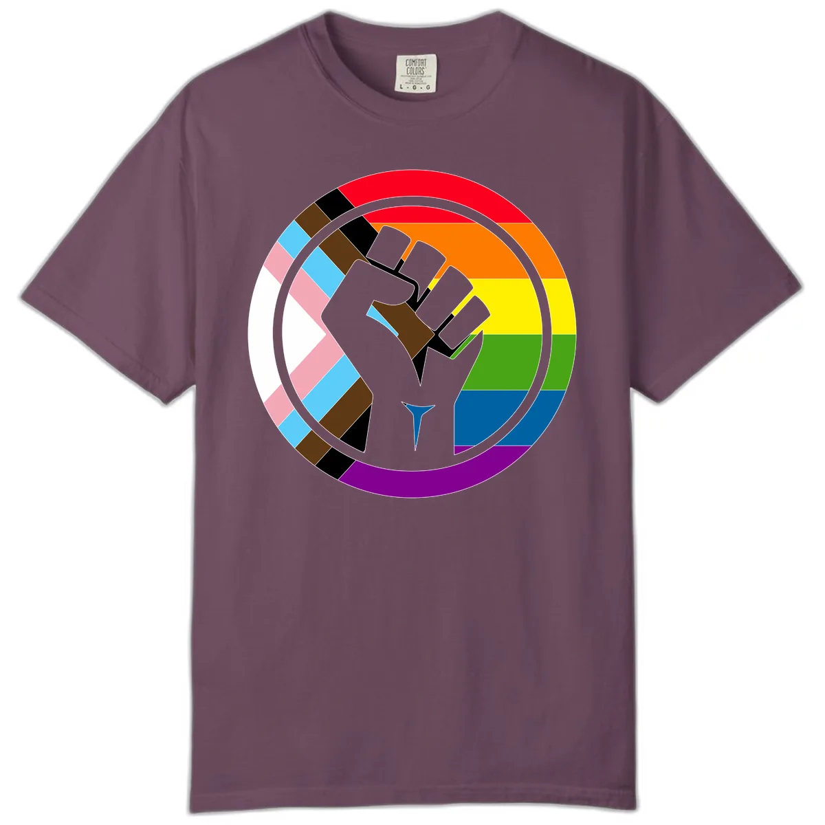 Rainbow Pride Fist Unity Comfort Color in Berry