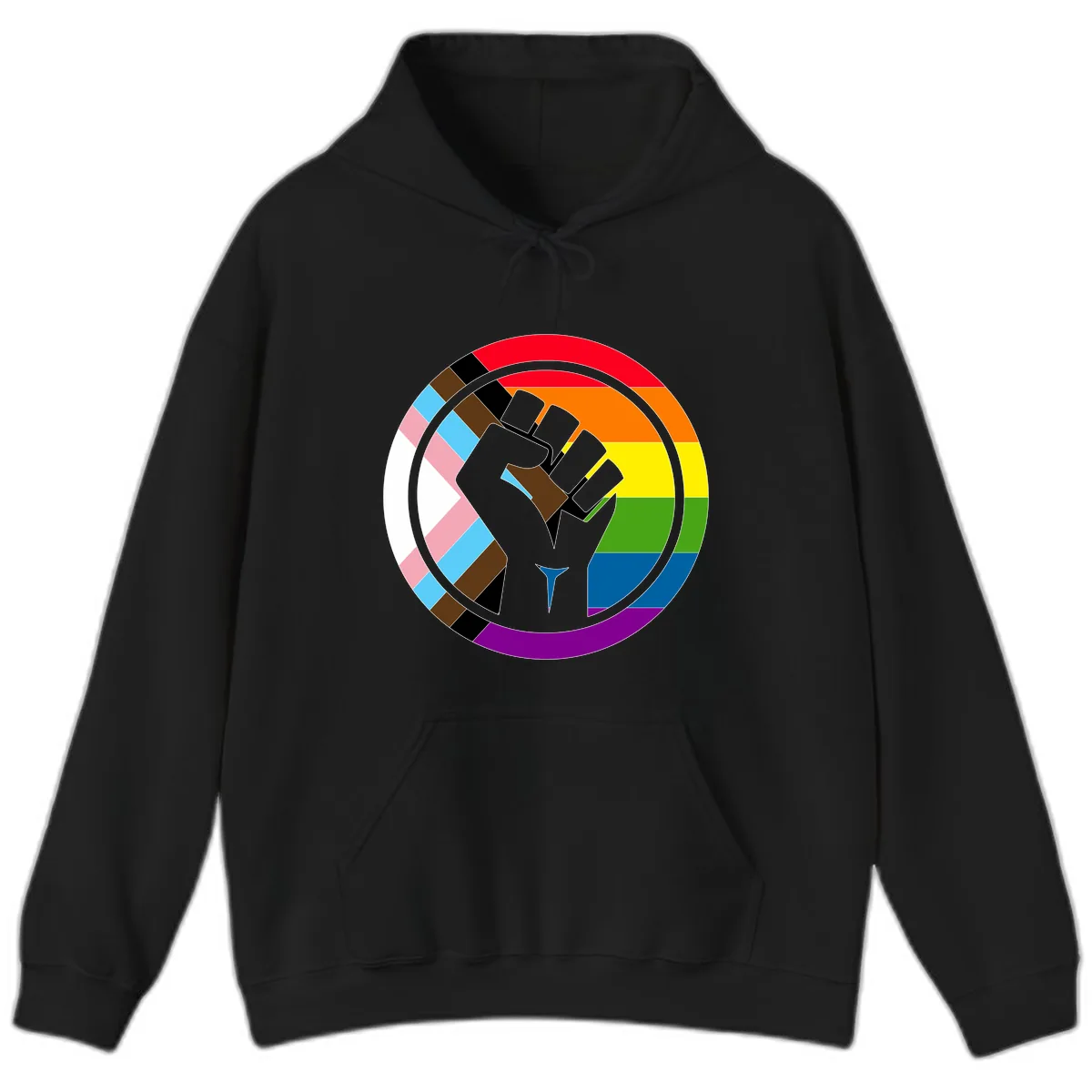 Rainbow Pride Fist Unity Hoodie in Black