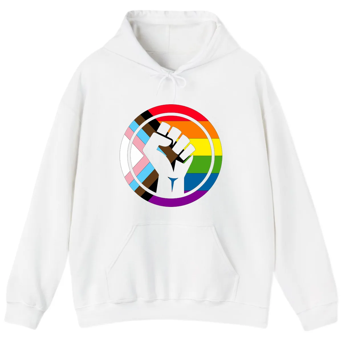 Rainbow Pride Fist Unity Hoodie in White