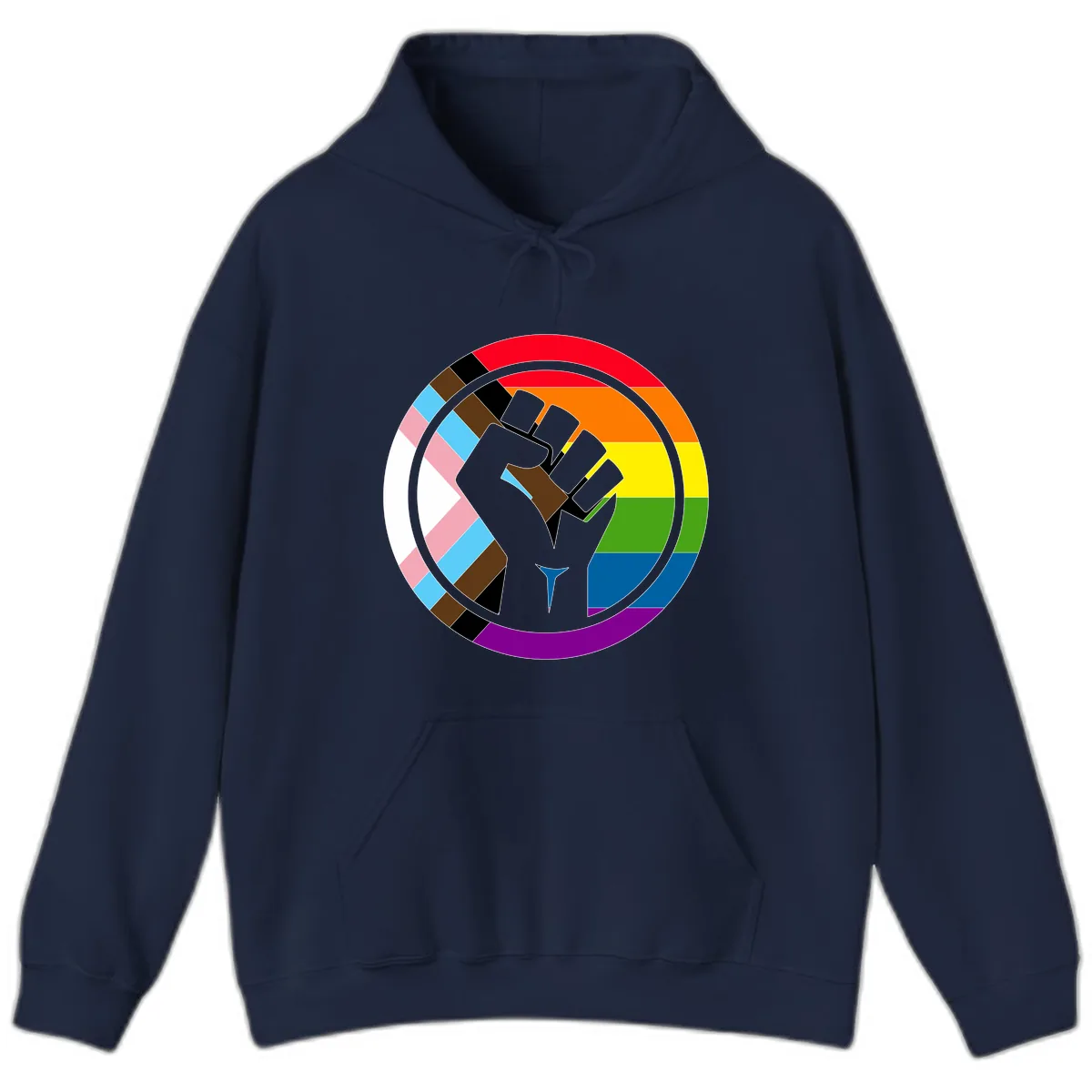 Rainbow Pride Fist Unity Hoodie in Navy
