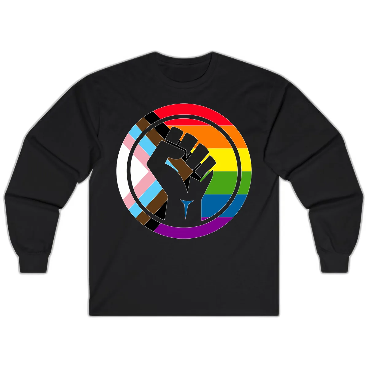 Rainbow Pride Fist Unity Long Sleeve in Black