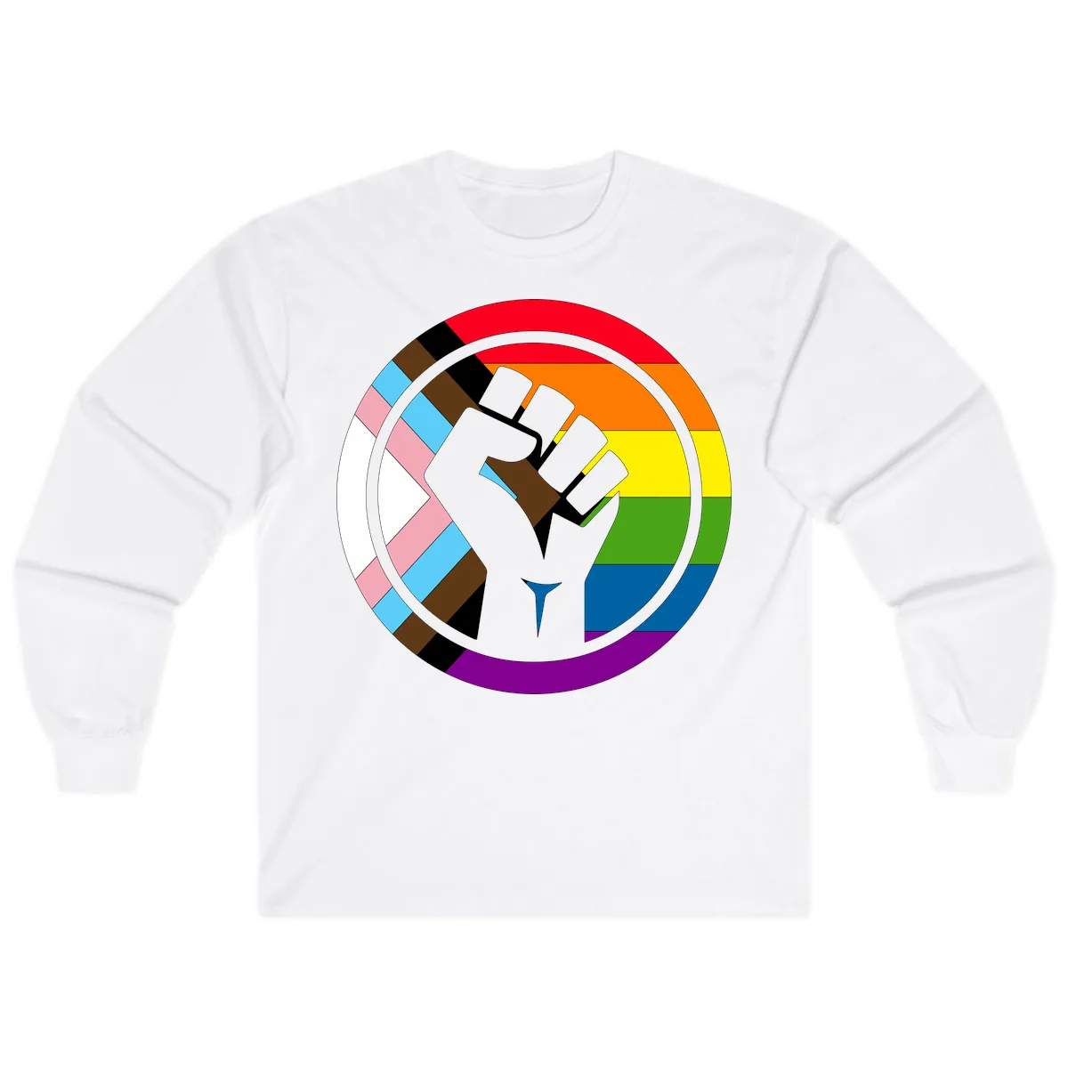 Rainbow Pride Fist Unity Long Sleeve in White