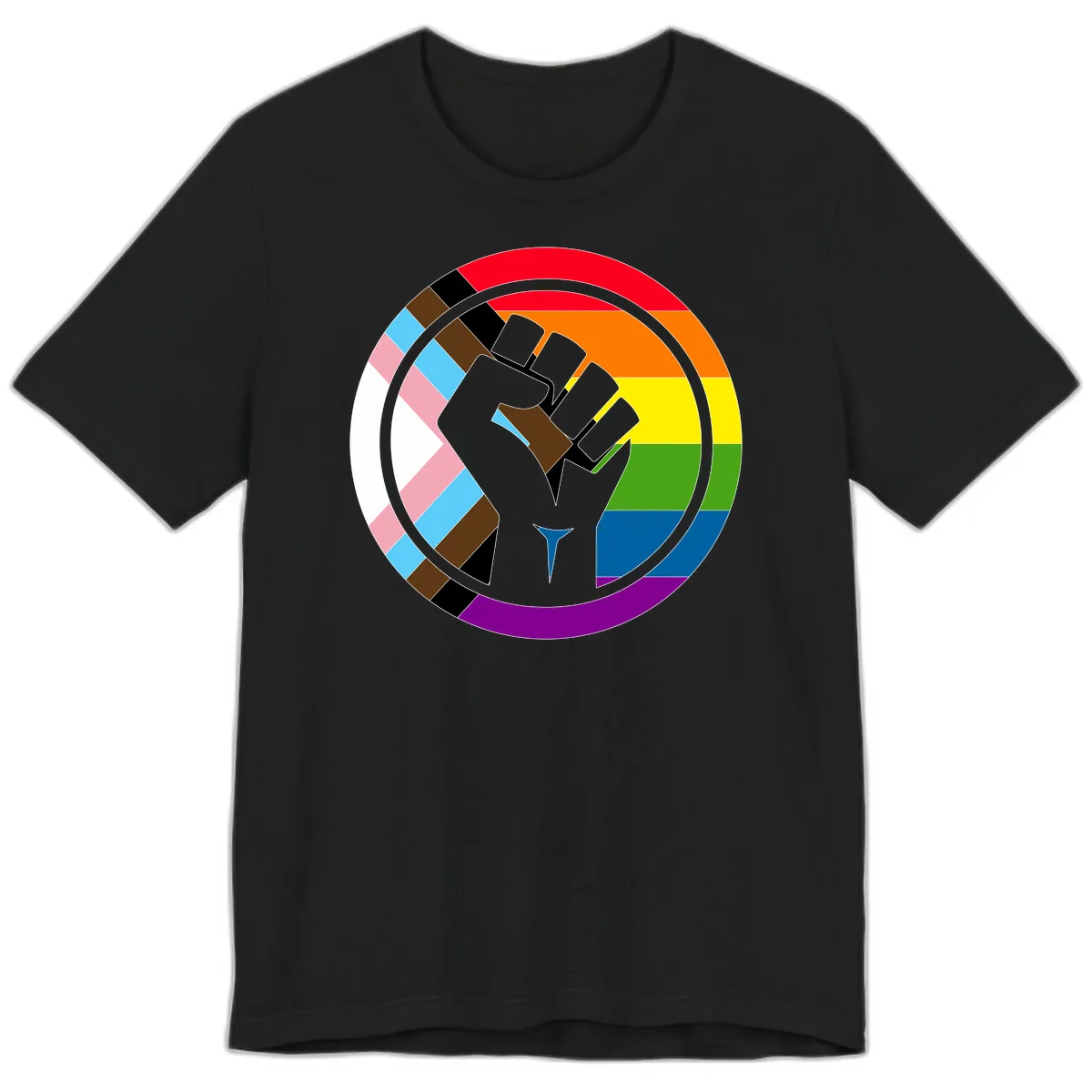 Rainbow Pride Fist Unity Premium T-Shirt in Black