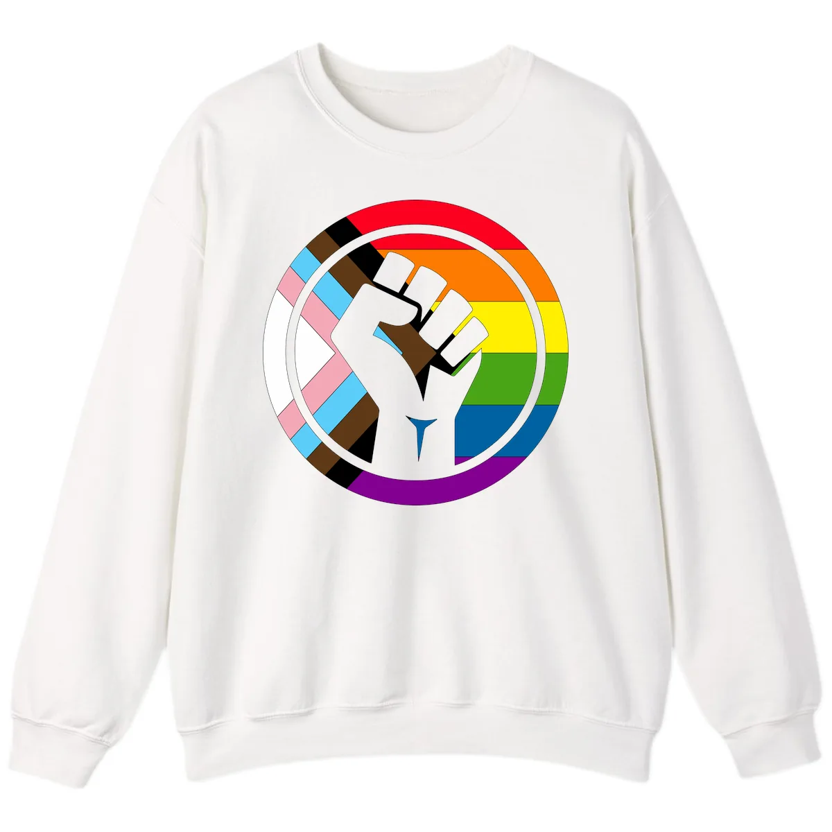 Rainbow Pride Fist Unity Sweatshirt in White