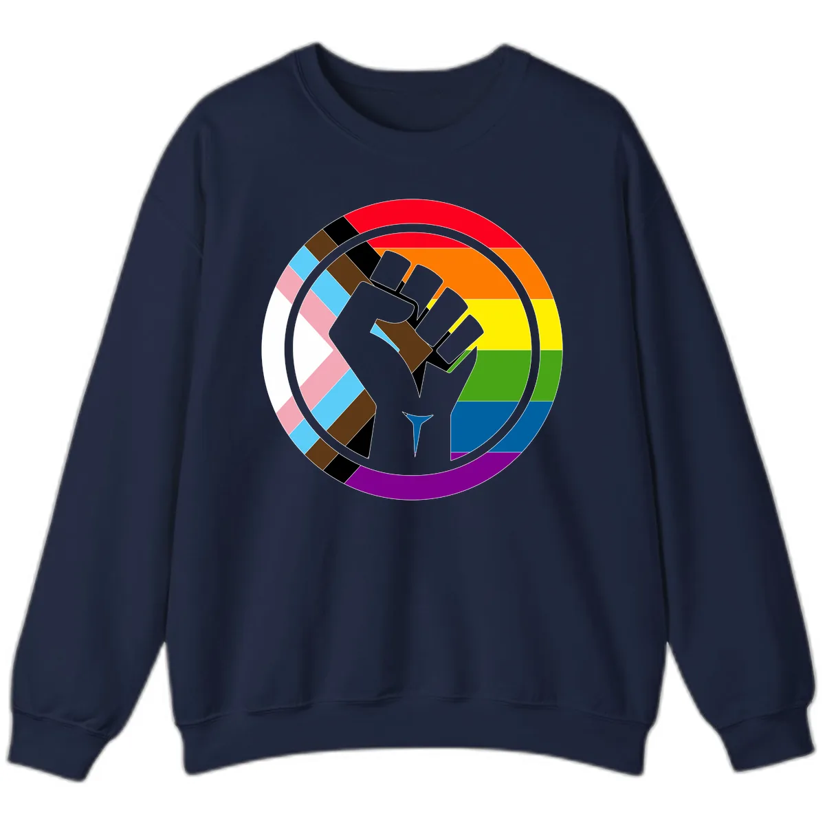 Rainbow Pride Fist Unity Sweatshirt in Navy