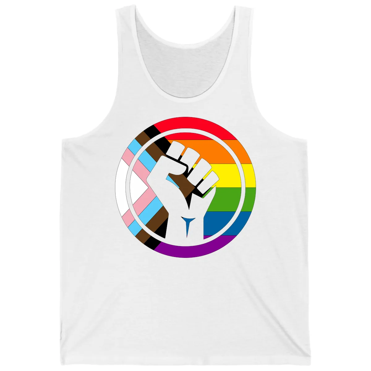 Rainbow Pride Fist Unity Tank in White