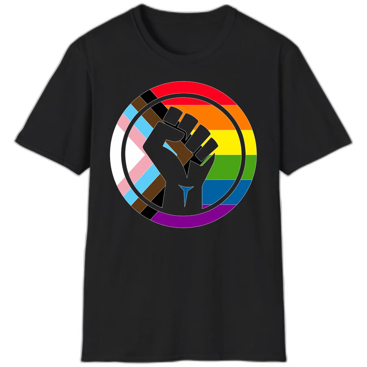 Rainbow Pride Fist Unity T-Shirt in Black