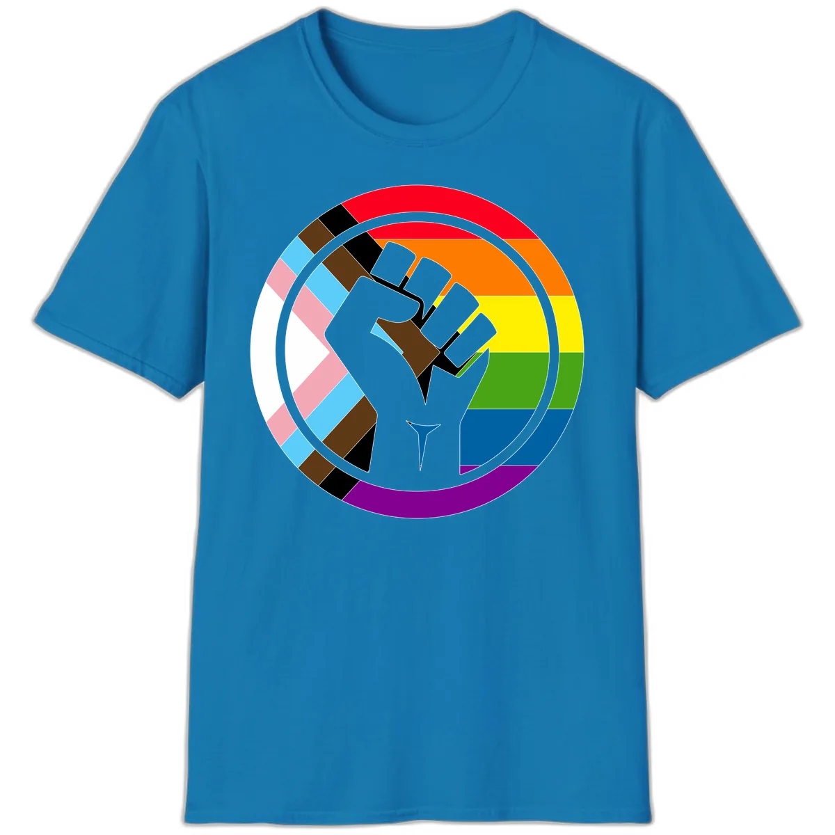 Rainbow Pride Fist Unity T-Shirt in Sapphire