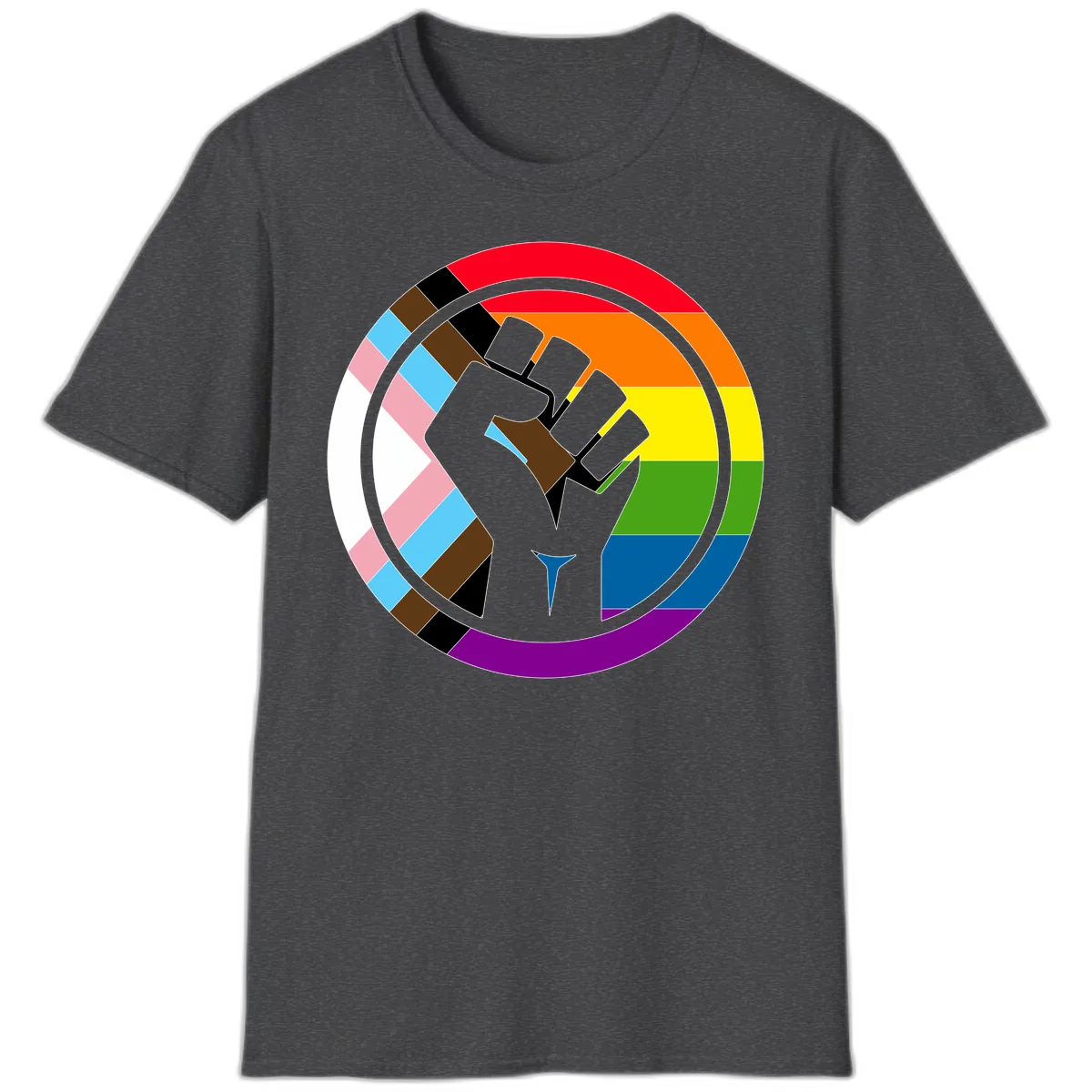 Rainbow Pride Fist Unity T-Shirt in Dark Heather