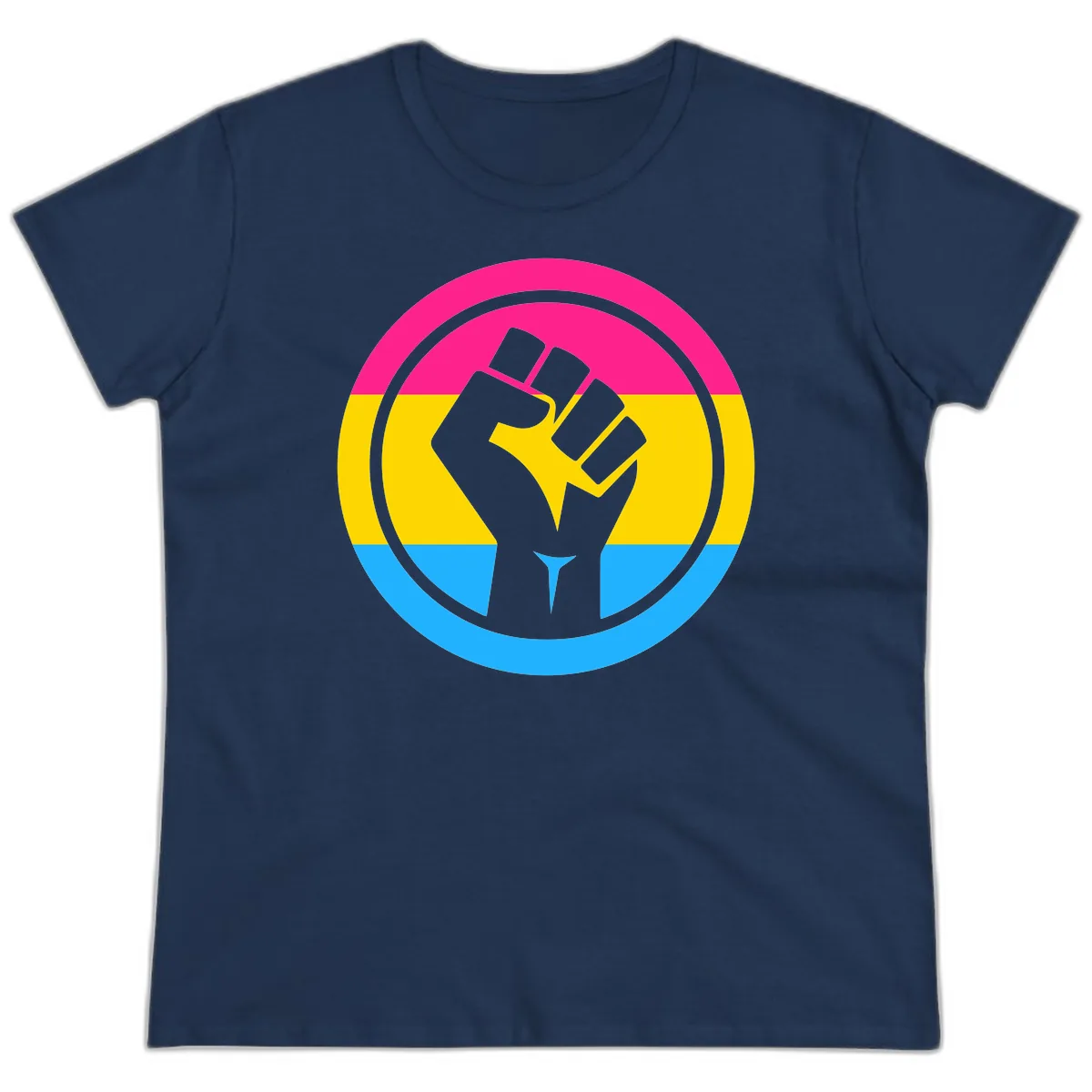 Fist Power Pride Circle Ladies Tee in Navy