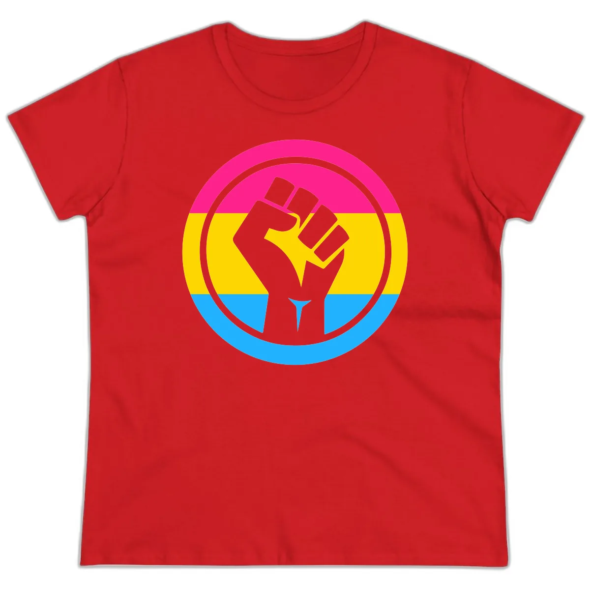Fist Power Pride Circle Ladies Tee in Red