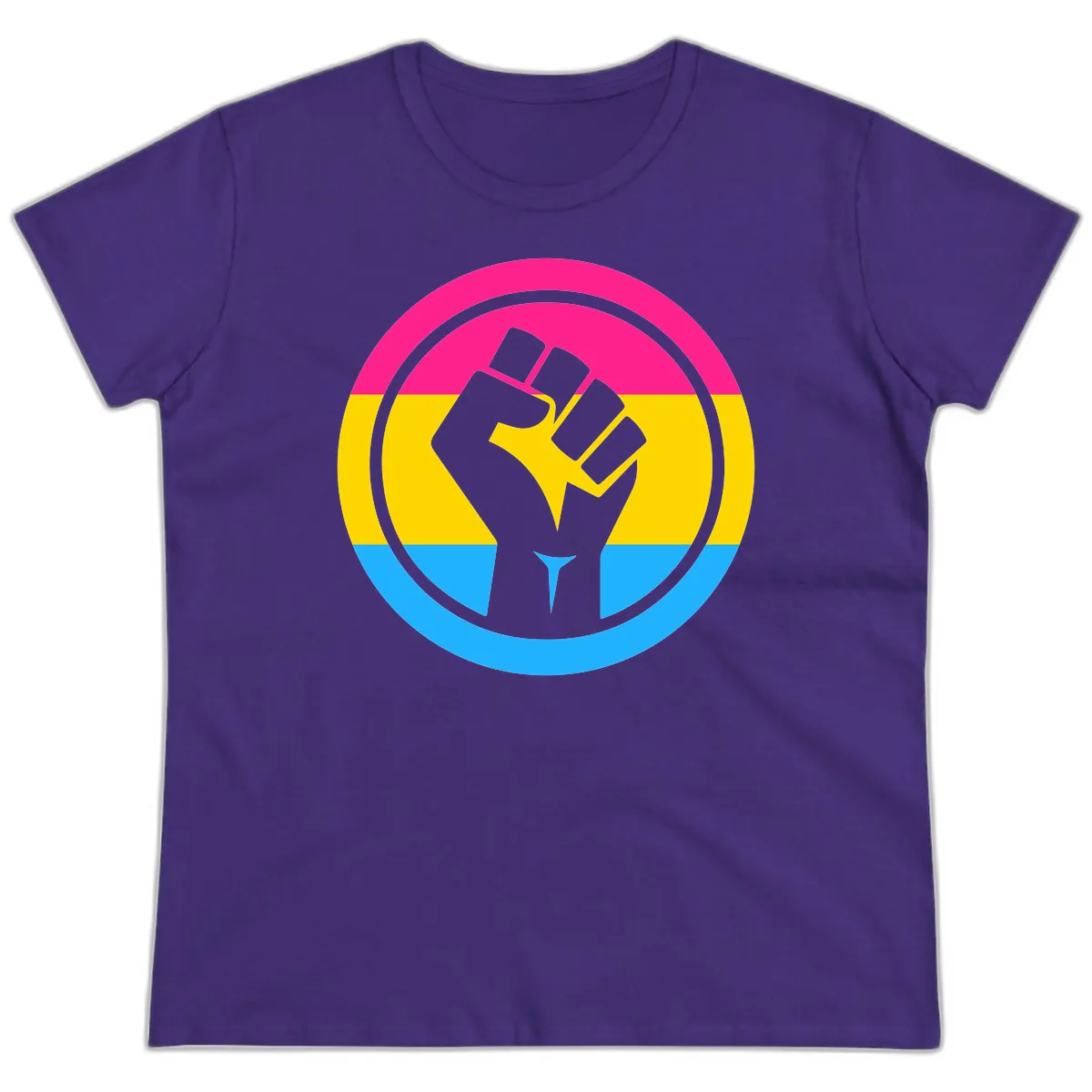 Fist Power Pride Circle Ladies Tee in Purple