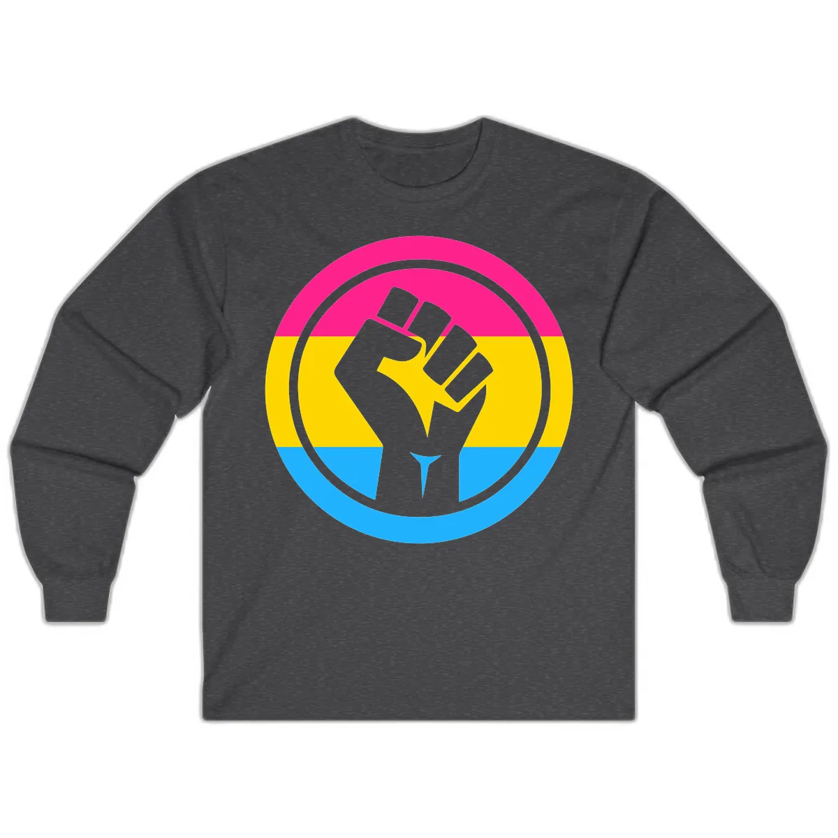 Fist Power Pride Circle Long Sleeve in Dark Heather