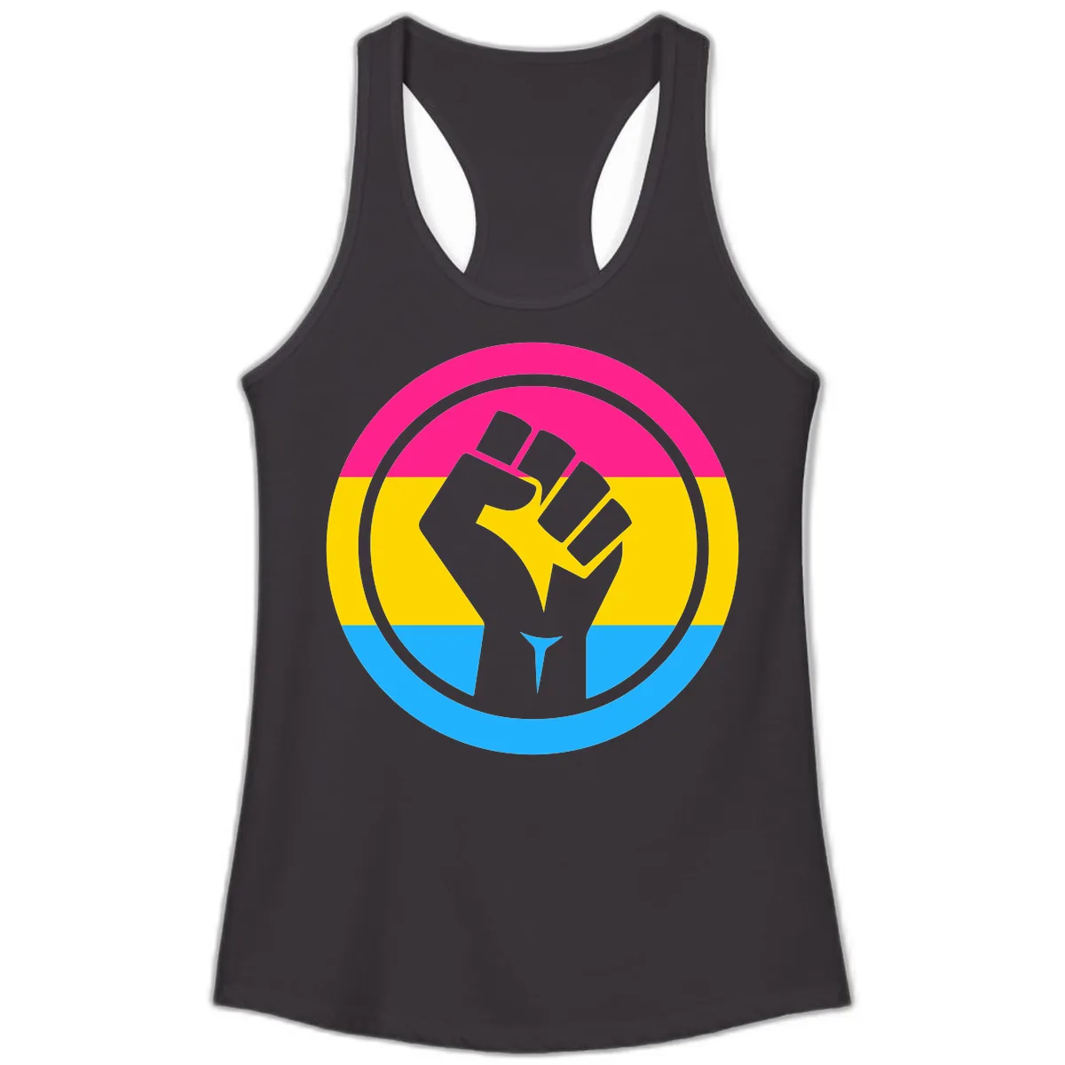 Fist Power Pride Circle Ladies Tank in Black