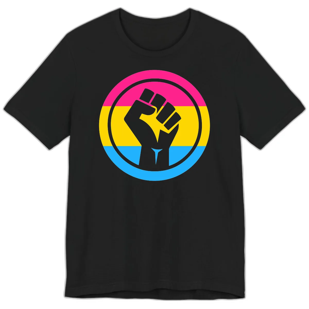 Fist Power Pride Circle Premium T-Shirt in Black