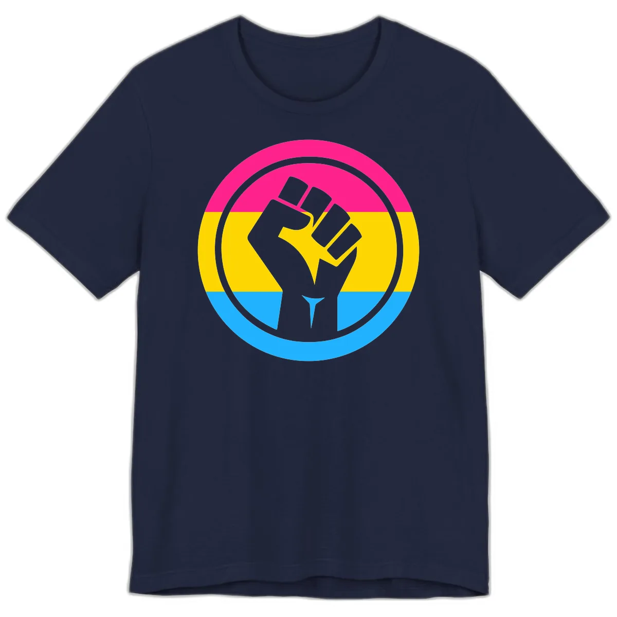 Fist Power Pride Circle Premium T-Shirt in Navy