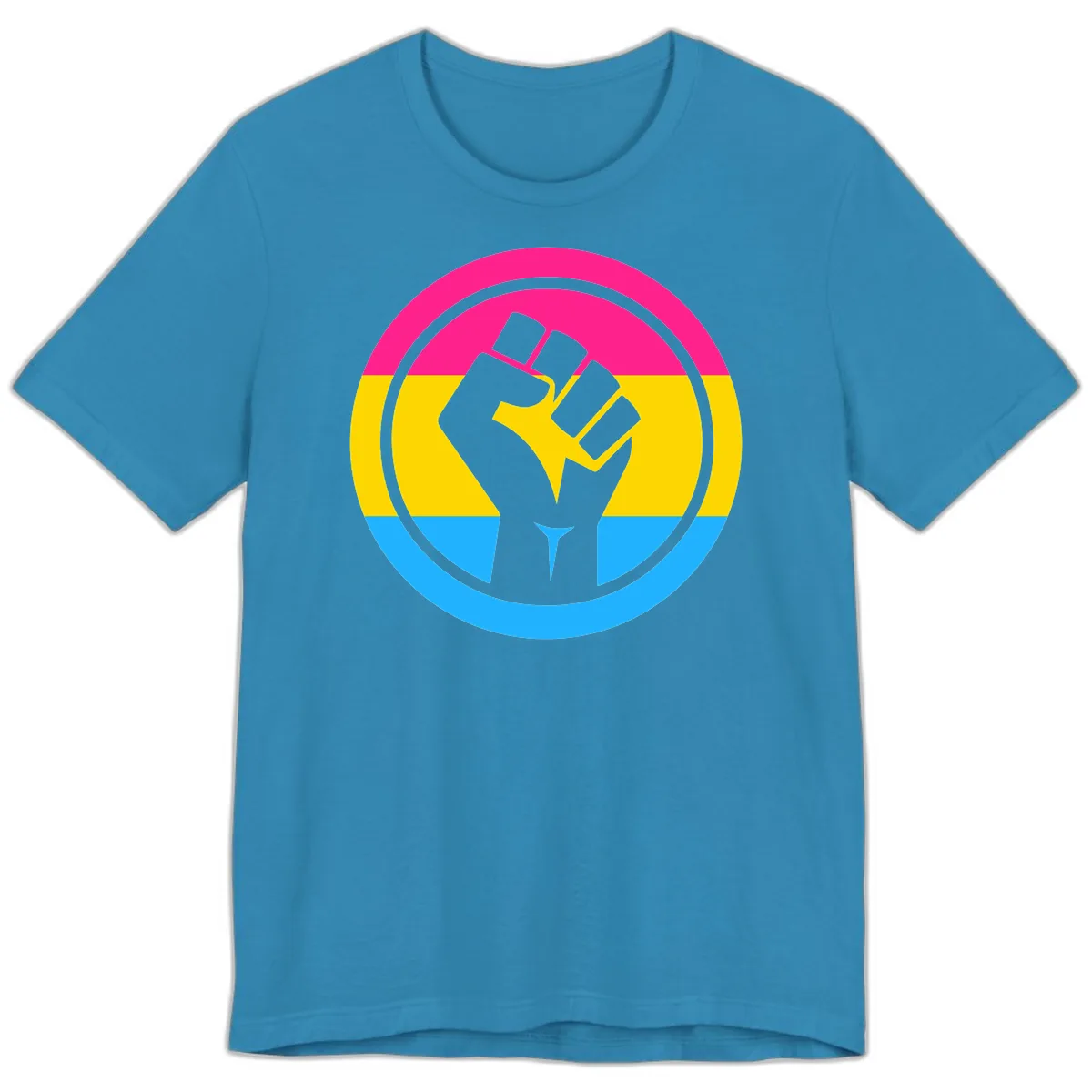 Fist Power Pride Circle Premium T-Shirt in Aqua