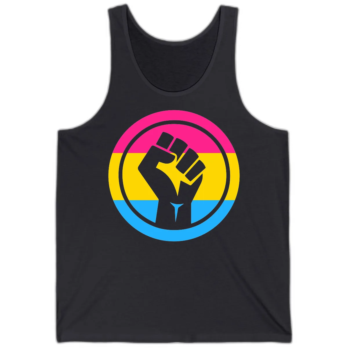 Fist Power Pride Circle Tank in Dark Grey