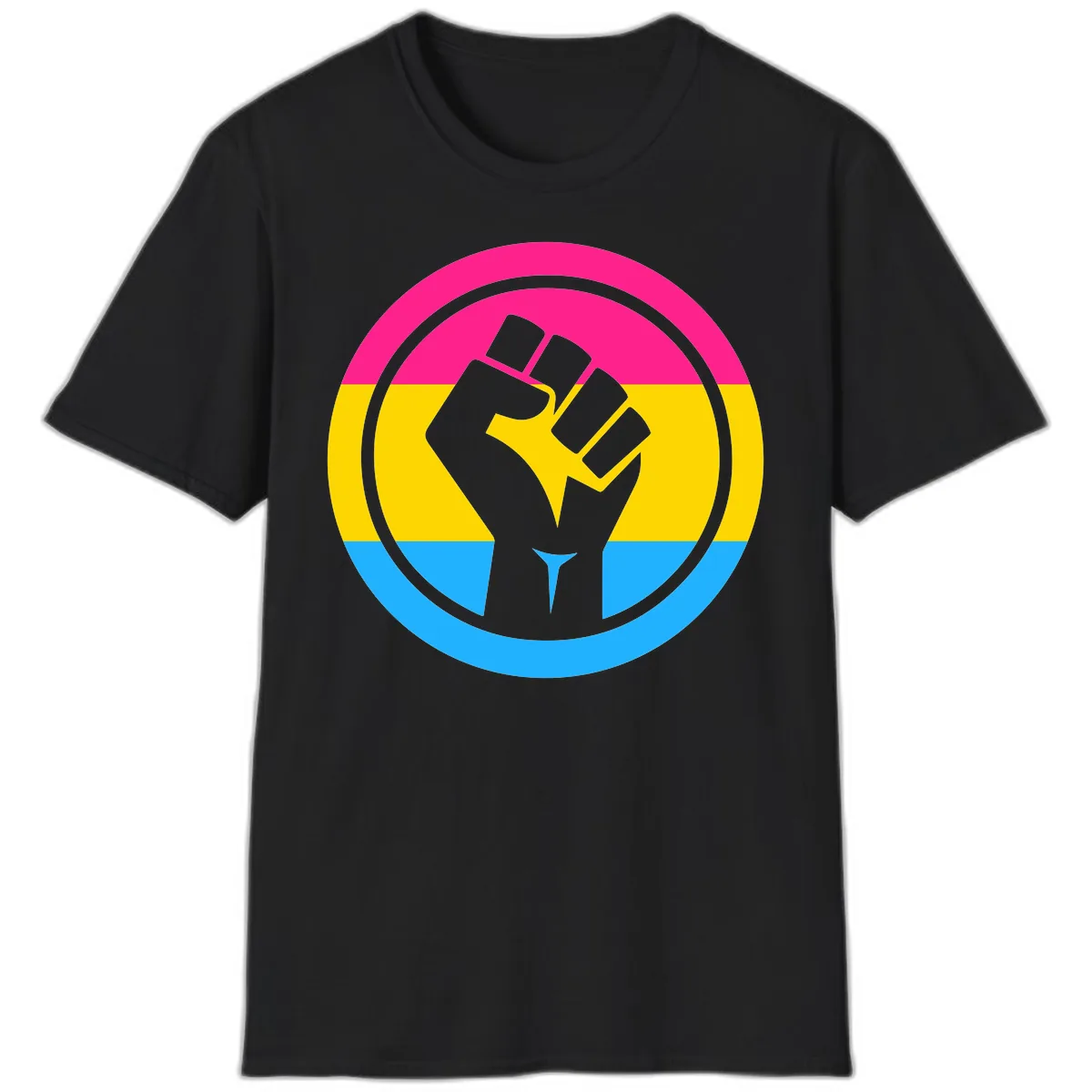 Fist Power Pride Circle T-Shirt in Black
