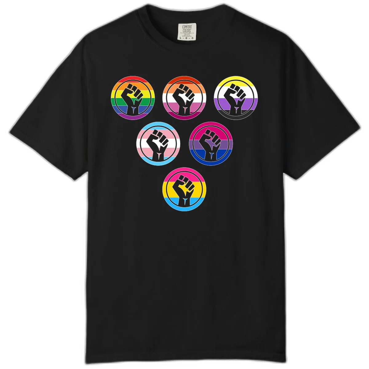 Raised Fist Pride Flag Collection Comfort Color in Black