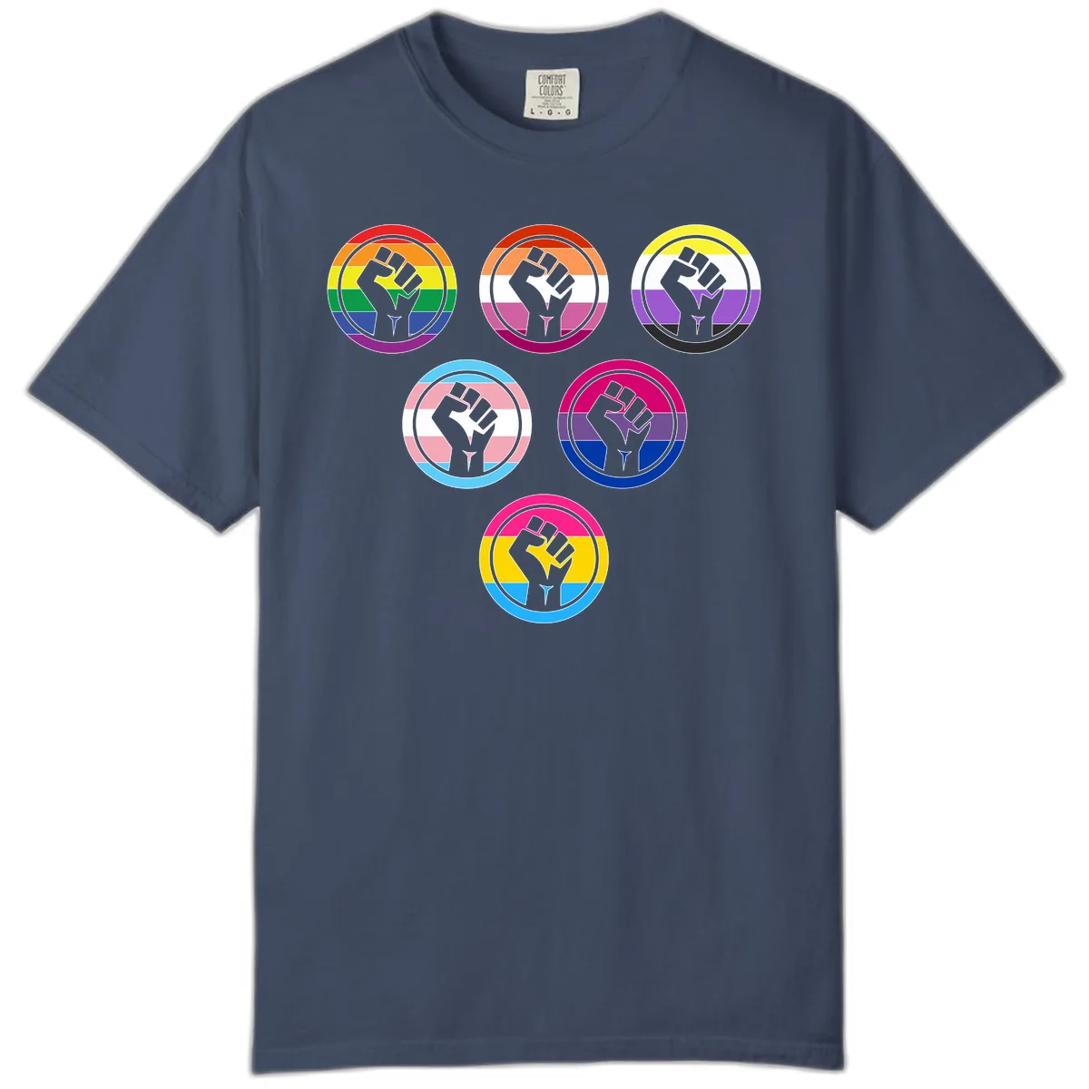 Raised Fist Pride Flag Collection Comfort Color in Midnight