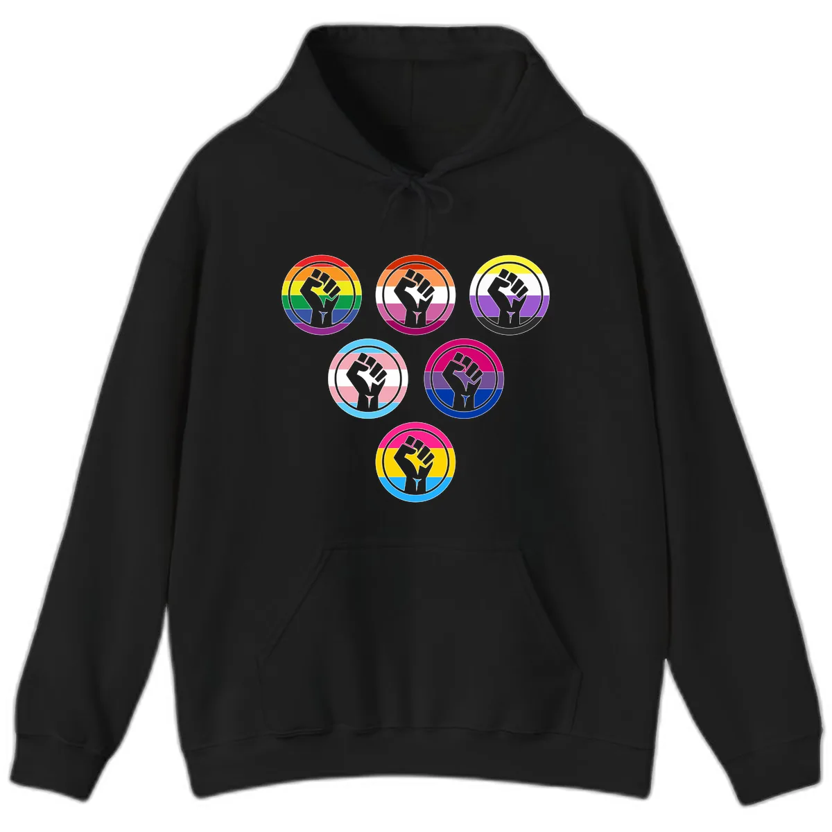 Raised Fist Pride Flag Collection Hoodie in Black