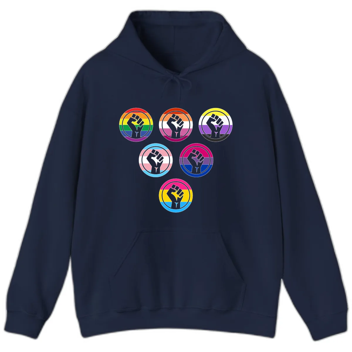 Raised Fist Pride Flag Collection Hoodie in Navy