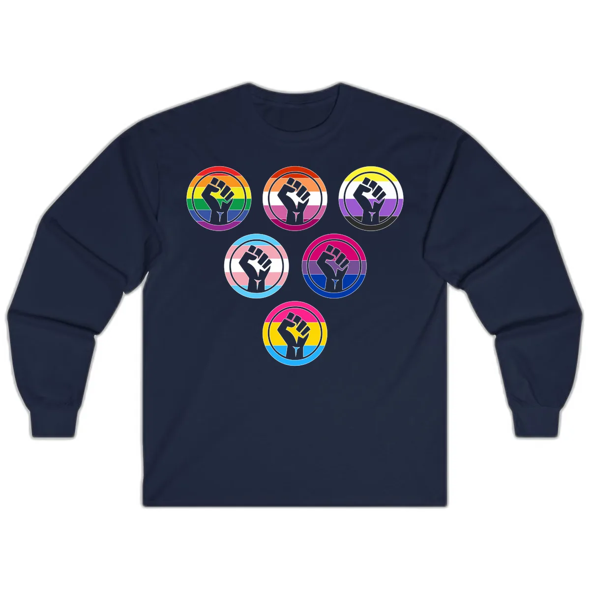 Raised Fist Pride Flag Collection Long Sleeve in Navy