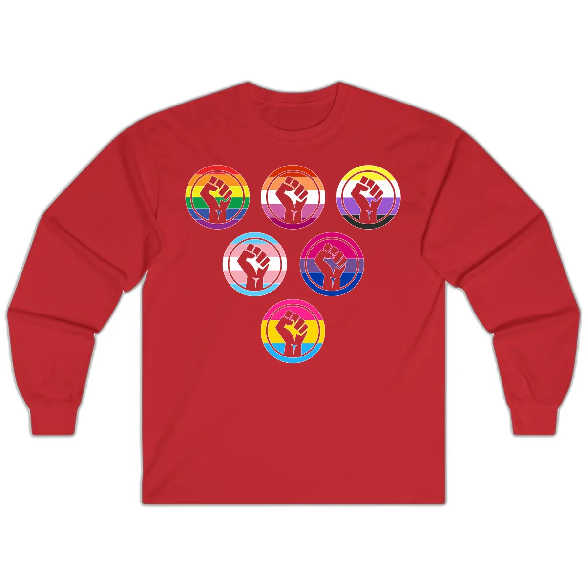 Raised Fist Pride Flag Collection Long Sleeve in Red