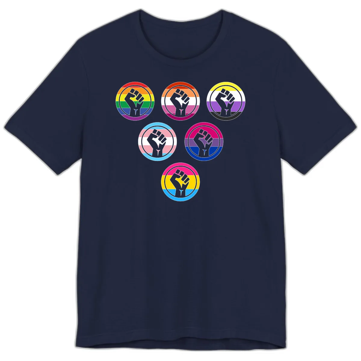 Raised Fist Pride Flag Collection Premium T-Shirt in Navy