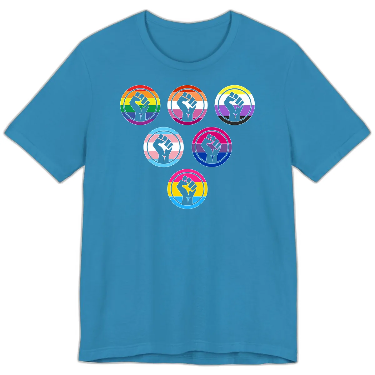 Raised Fist Pride Flag Collection Premium T-Shirt in Aqua