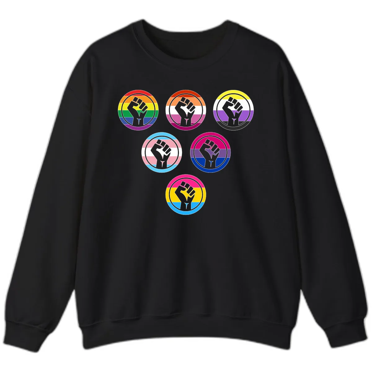 Raised Fist Pride Flag Collection Sweatshirt in Black