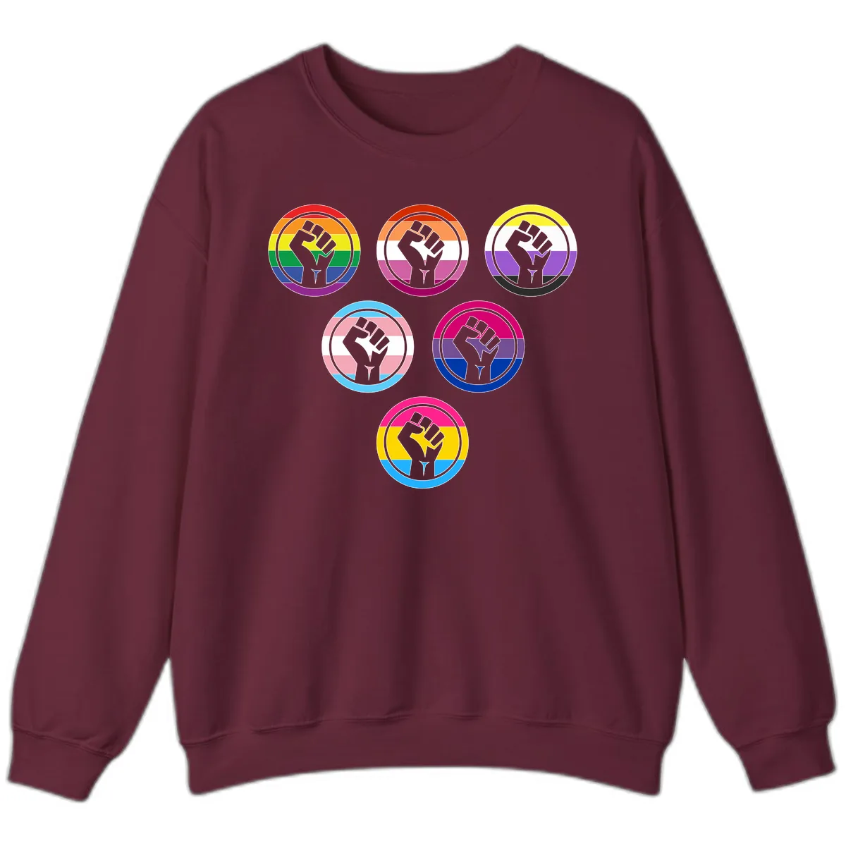 Raised Fist Pride Flag Collection Sweatshirt in Maroon