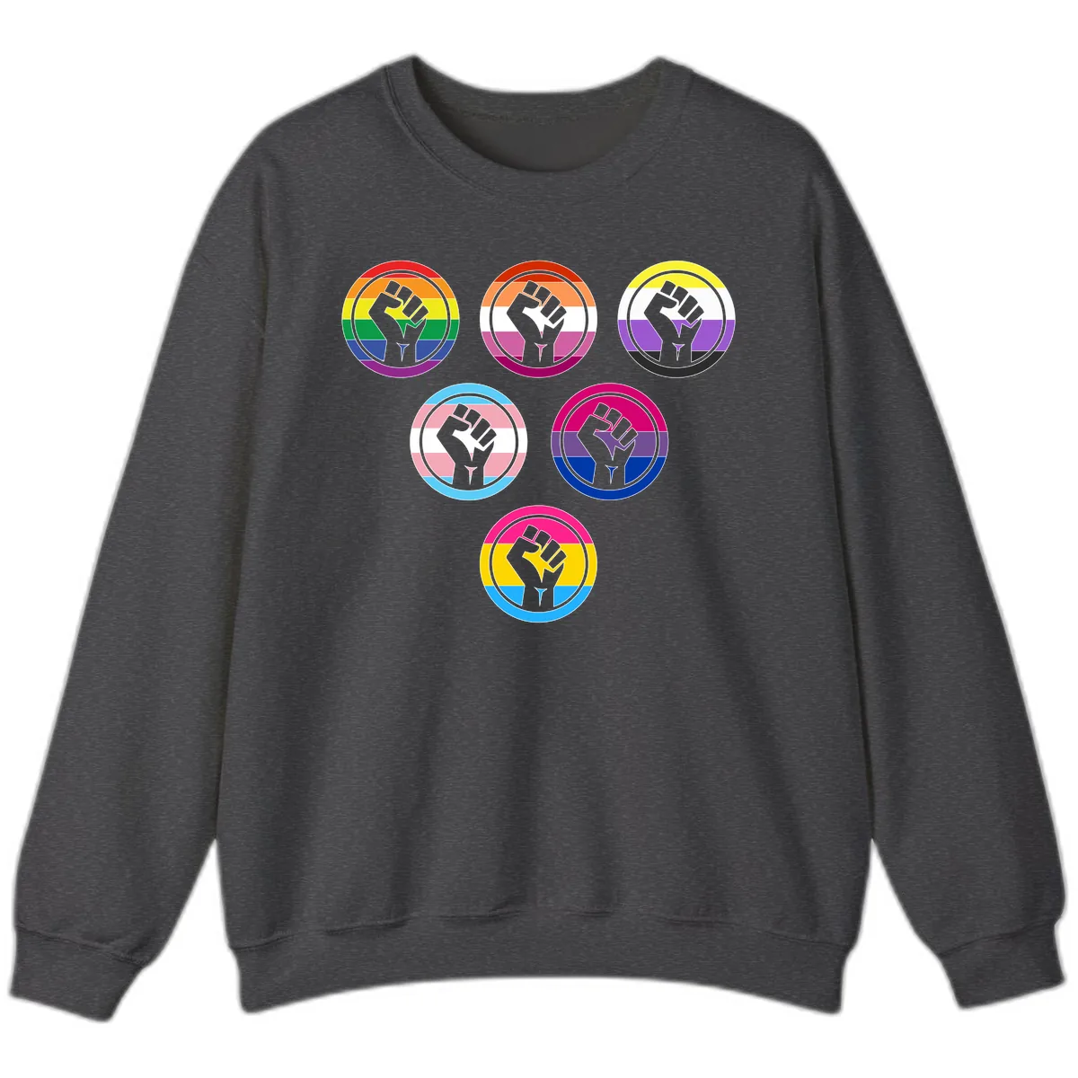 Raised Fist Pride Flag Collection Sweatshirt in Dark Heather