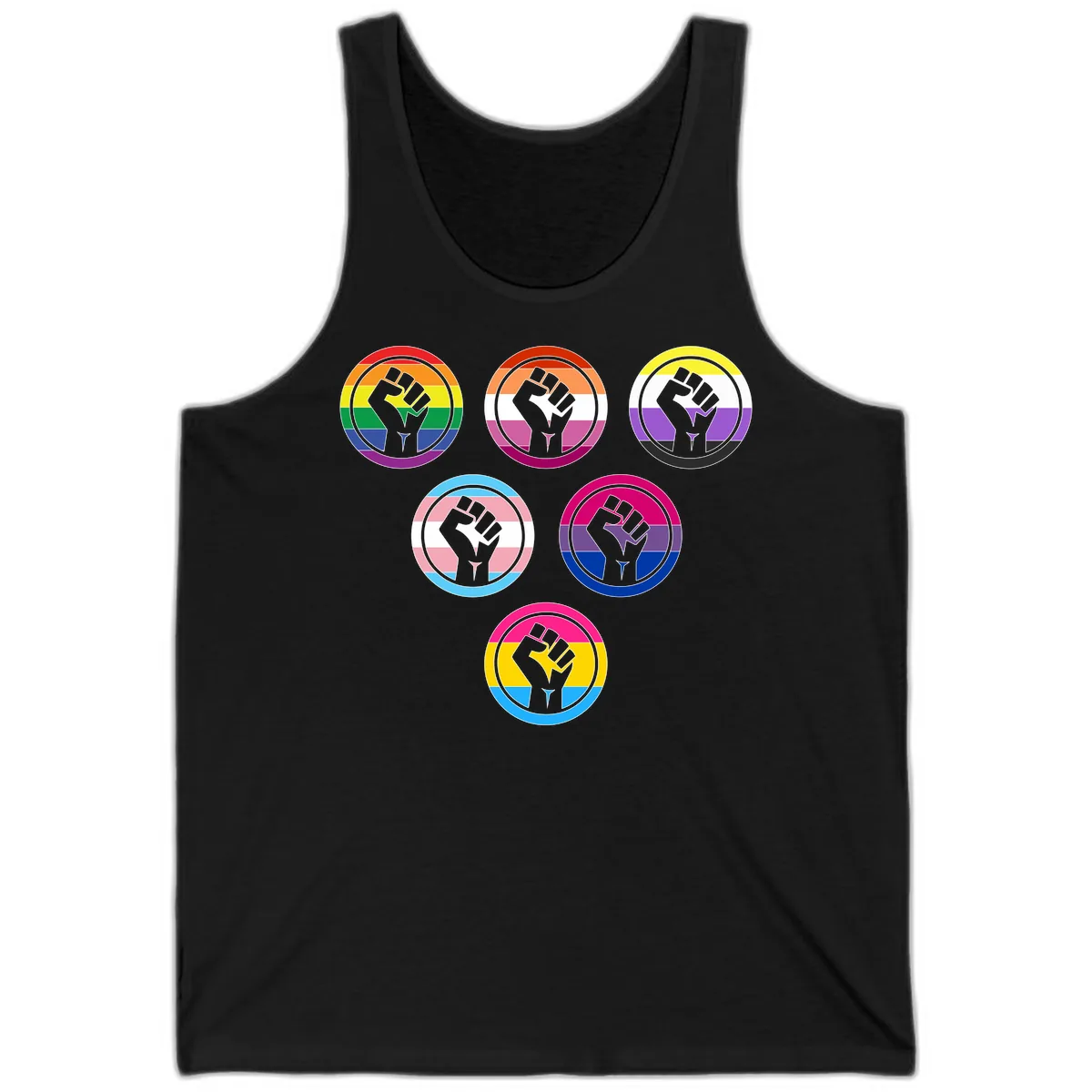 Raised Fist Pride Flag Collection Tank in Black