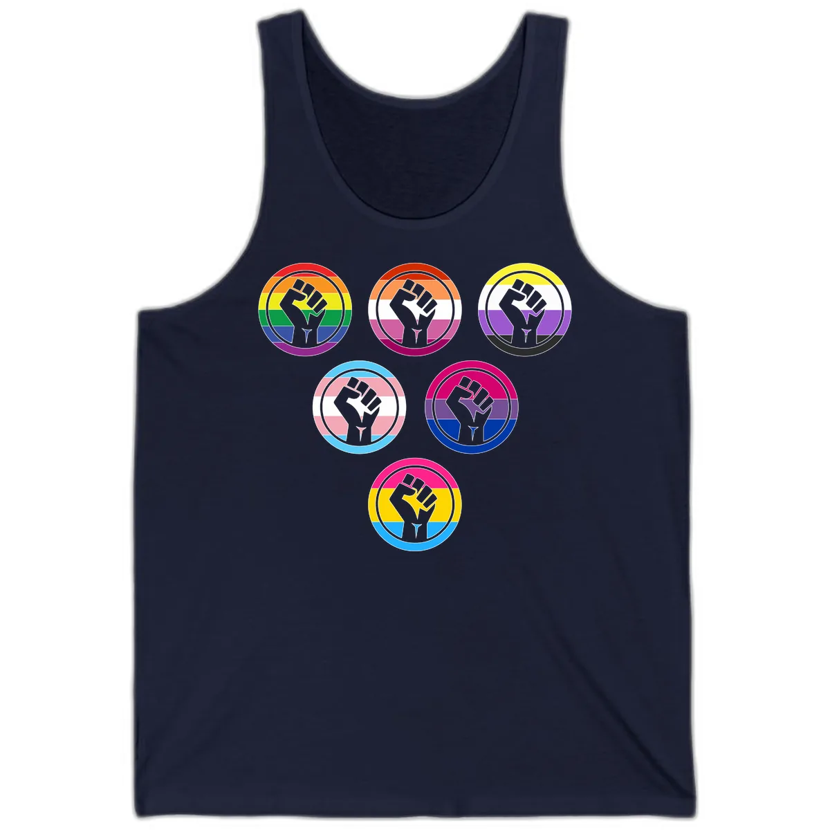 Raised Fist Pride Flag Collection Tank in Navy