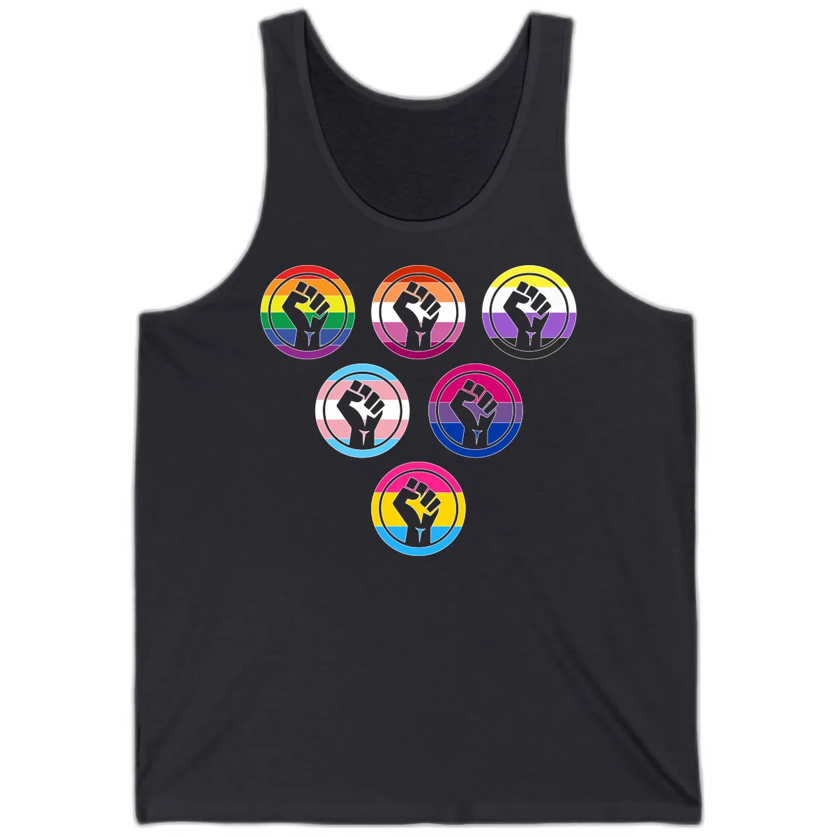 Raised Fist Pride Flag Collection Tank in Dark Grey