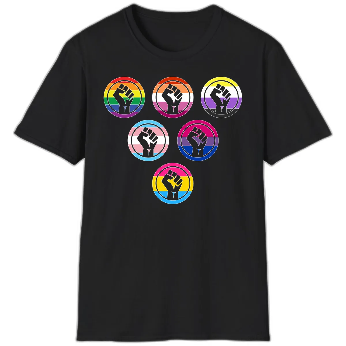 Raised Fist Pride Flag Collection T-Shirt in Black