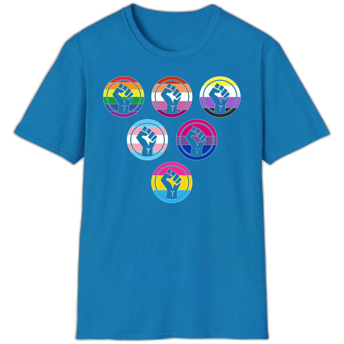 Raised Fist Pride Flag Collection T-Shirt in Sapphire