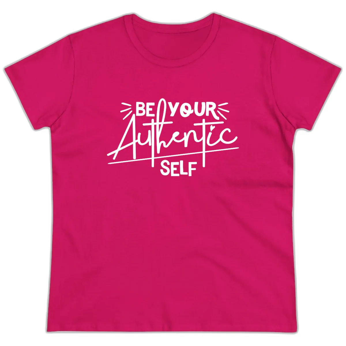 Be Your Authentic Self Ladies Tee in Heliconia