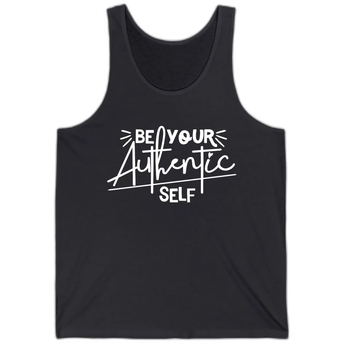 Be Your Authentic Self Tank in Dark Grey