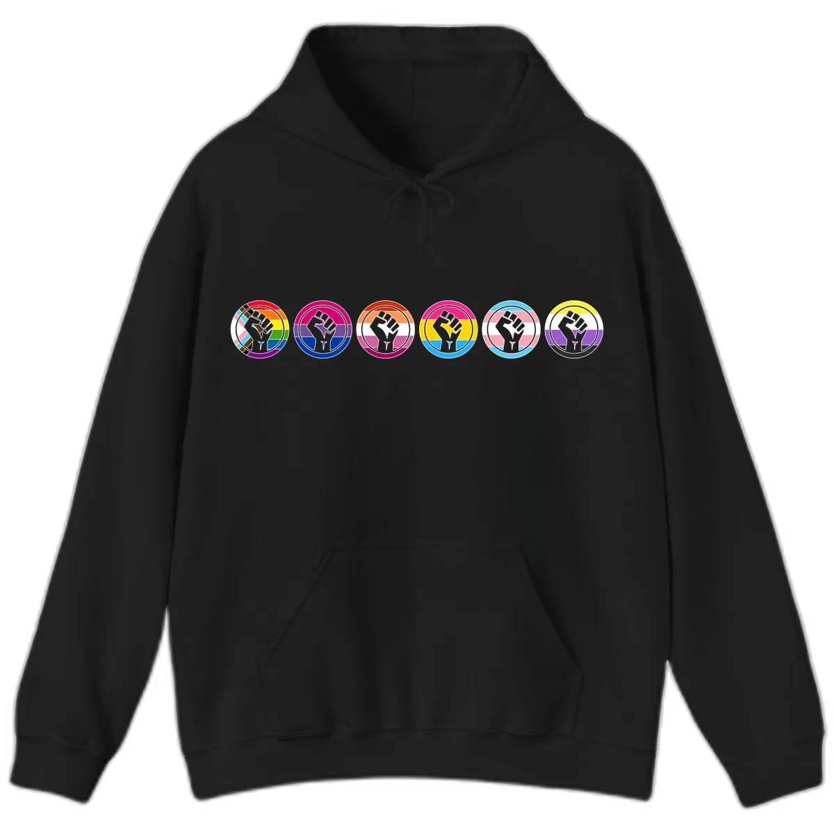 Pride Fist Unity Circle Hoodie in Black