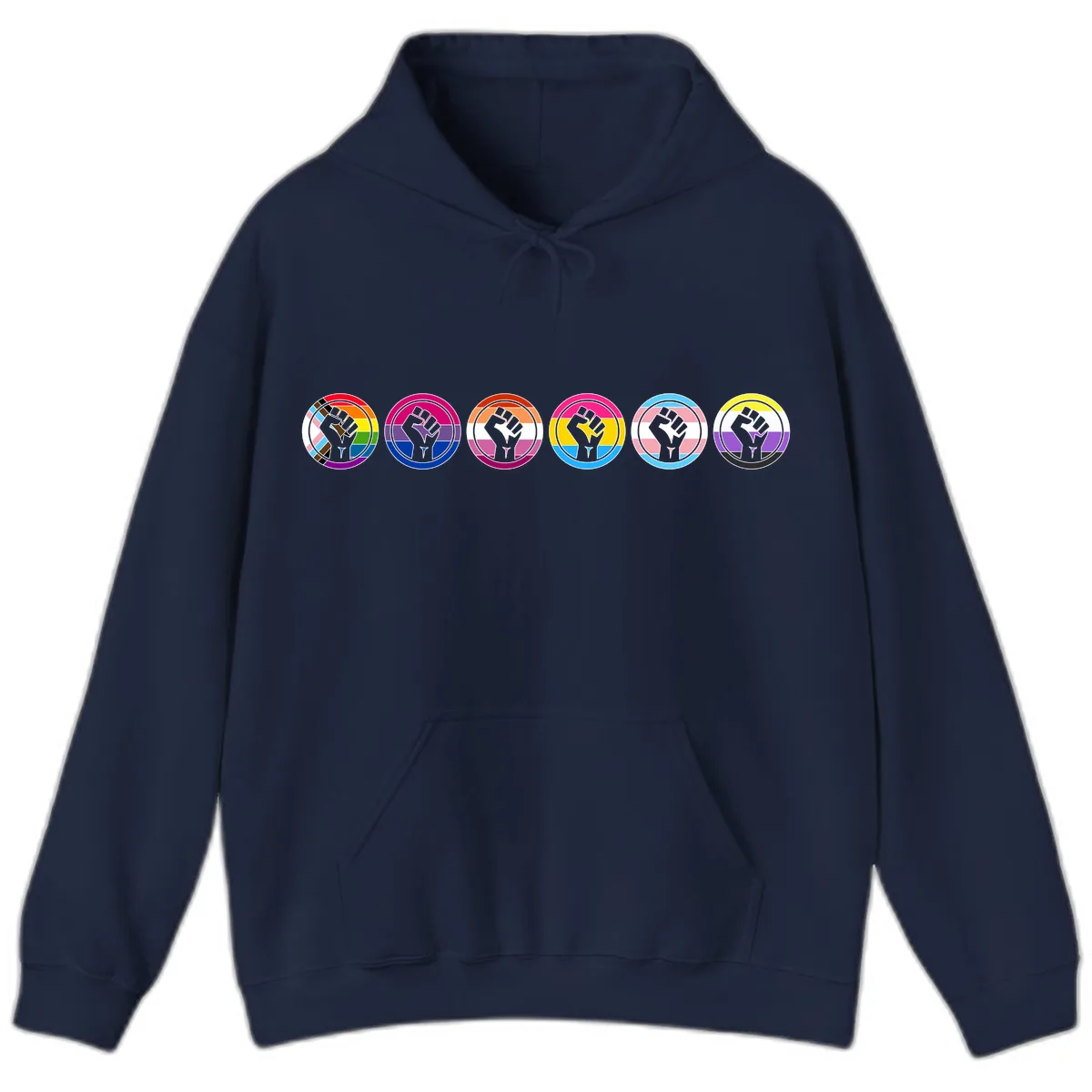 Pride Fist Unity Circle Hoodie in Navy